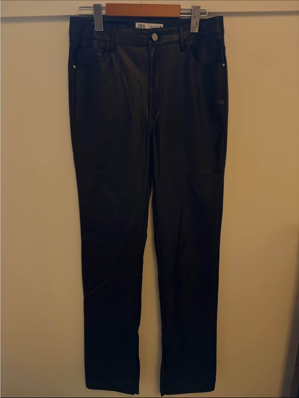 ZARA Black Faux Leather High-Rise Pants